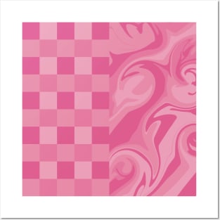 Checks and Swirls in Pink Posters and Art